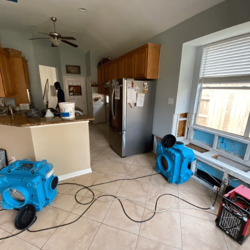 Structural drying equipment in use